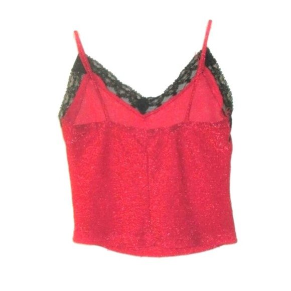 1990s vintage sexy red lace camisole shirt crop top size extra small xs - Picture 6 of 8